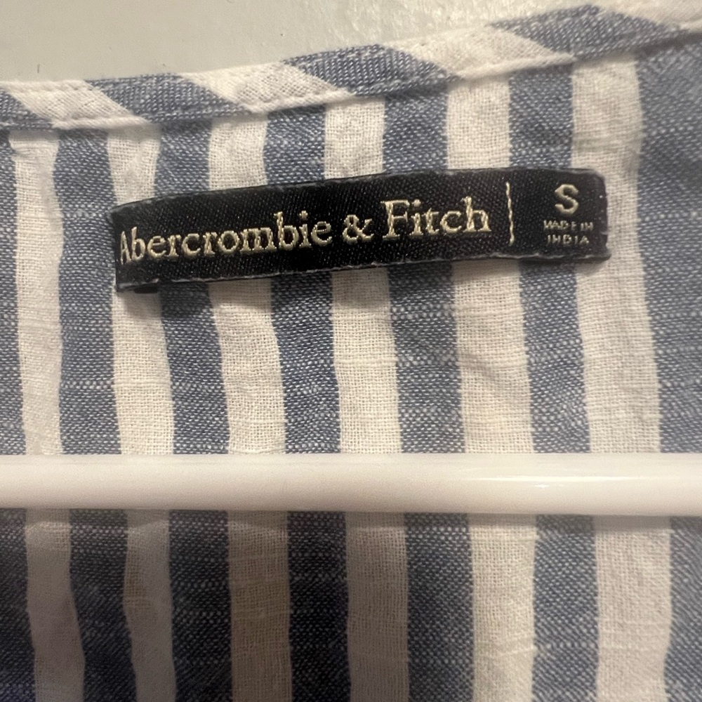 Abercrombie & Fitch Navy and White Vertical Stripe Midi Dress - Picture 8 of 11
